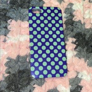 iPhone 5/5s/SE purple and mint polka dot case